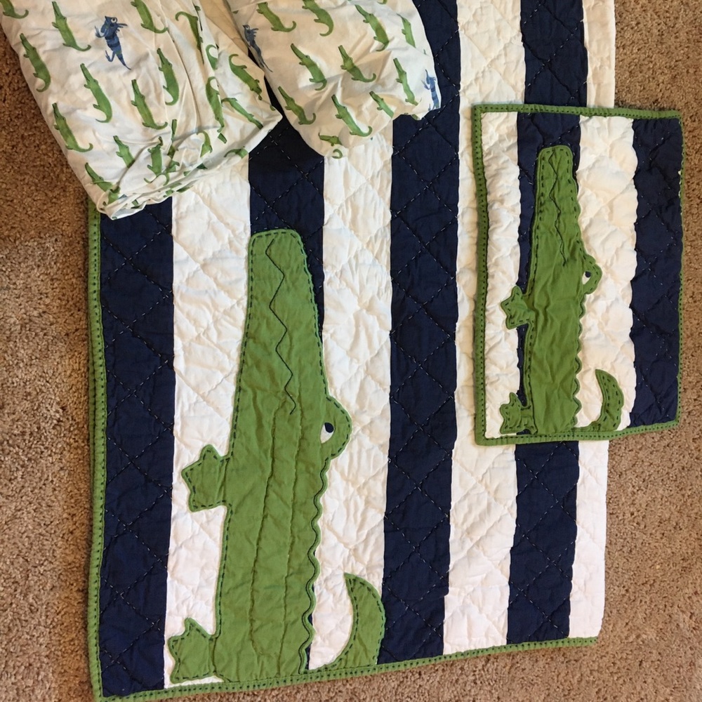 PotteryBarn kids Alligator crib bedding